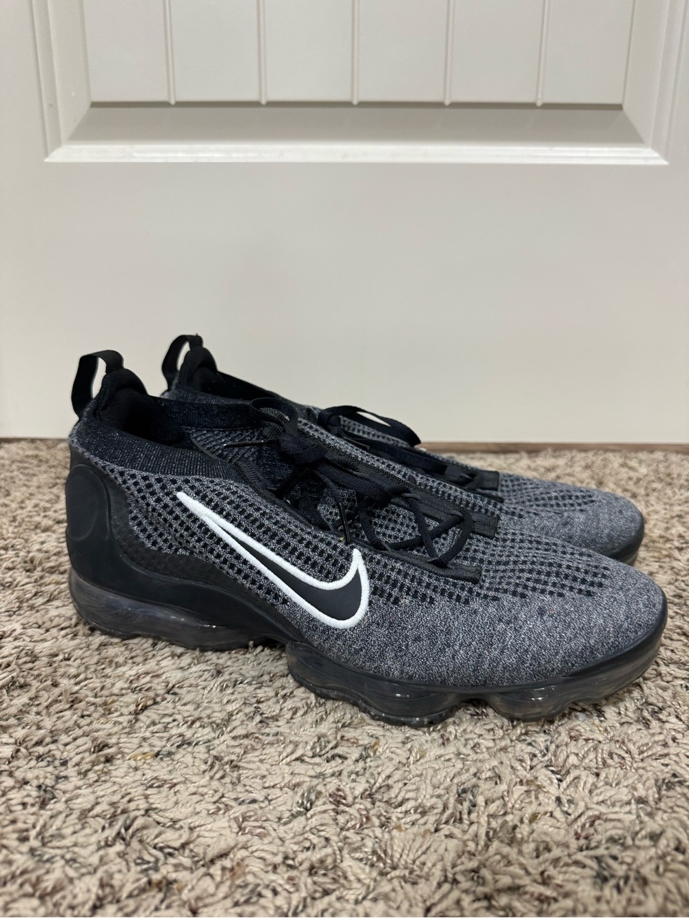 Nike Black and Grey Flyknit VaporMax Sneakers